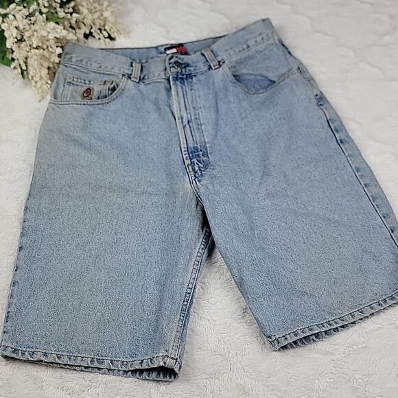 Vintage‎ TOMMY HILFIGER Big Tag Baggy Fit Jean Shorts [SIZE 33] - Picture 2 of 9